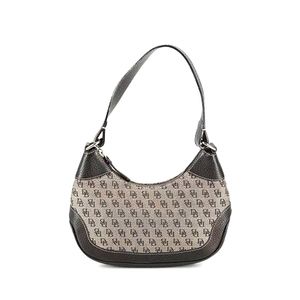 Dooney & Bourke vintage monogram brown leather and canvas small shoulder bag